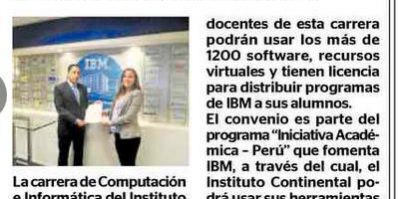 Instituto Continental e IBM firman convenio