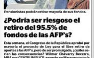 ¿Podría ser riesgoso el retiro del 95.5% de fondos de las AFP's?
