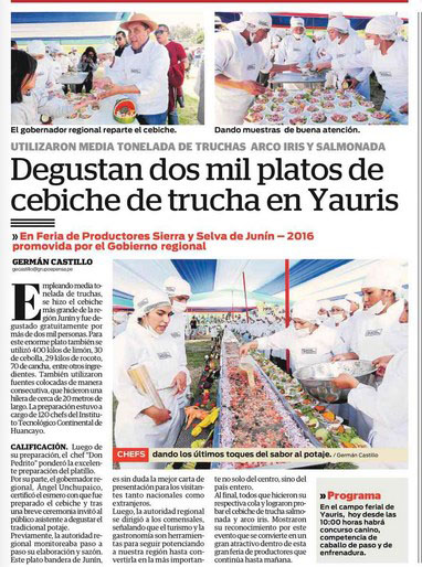 Degustan dos mil platos de cebiche de trucha en Yauris